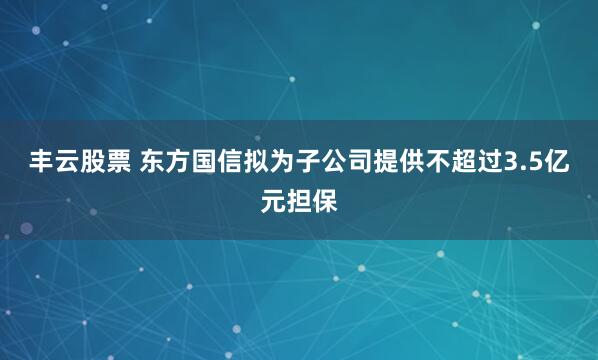 丰云股票 东方国信拟为子公司提供不超过3.5亿元担保
