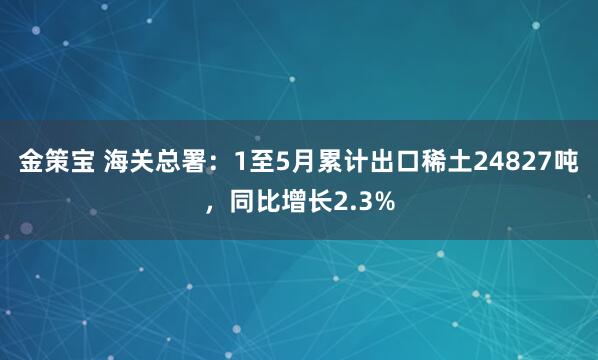 金策宝 海关总署：1至5月累计出口稀土24827吨，同比增长2.3%